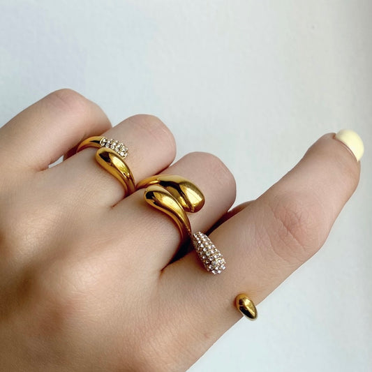 Rae Adjustable Pebble Rings | Set Of 3