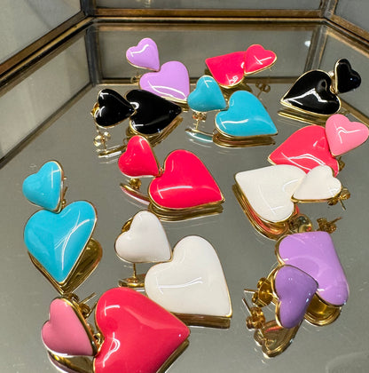 Fallon Double Heart Earrings