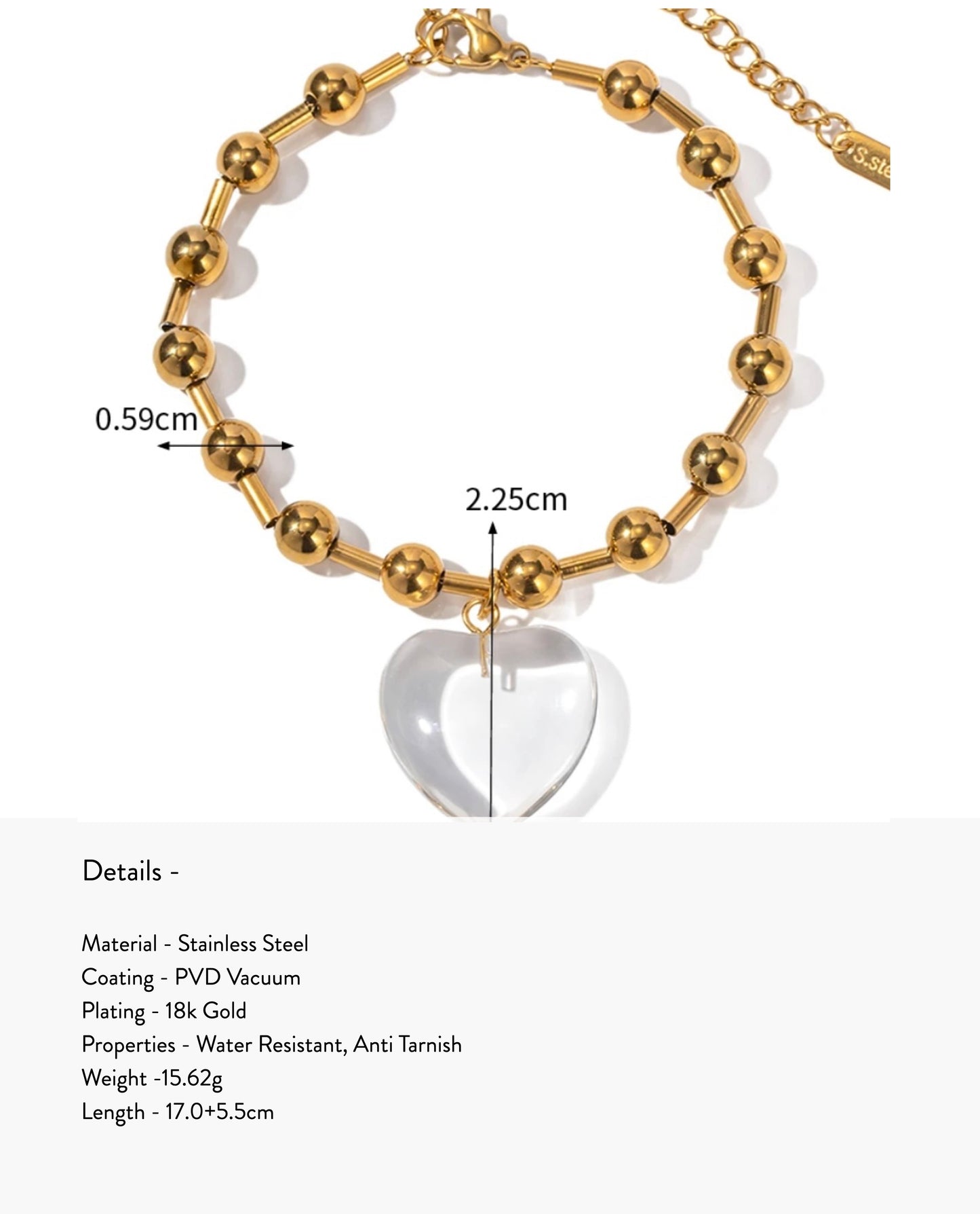 Fallon Crystal Heart Bracelet