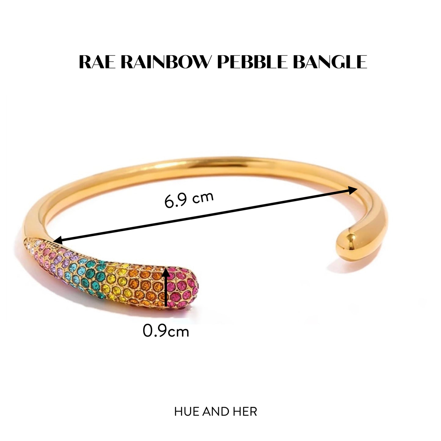 Rae Rainbow Pebble Bangle | Adjustable