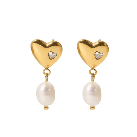 Rae Heart & Pearl Earrings